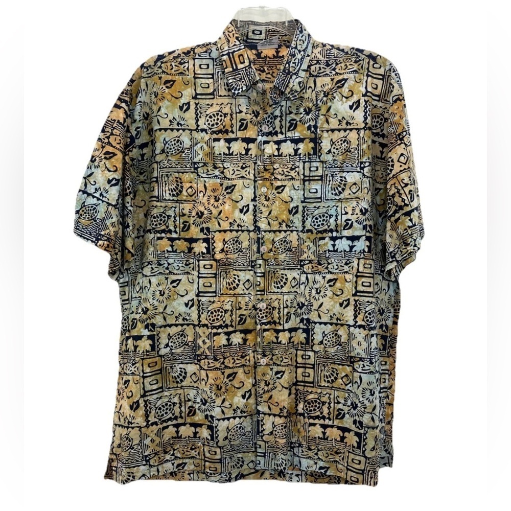 Rum Reggae Batic Short Sleeve Shirt Mens XL Relaxed Tropical Multicolor Cotton